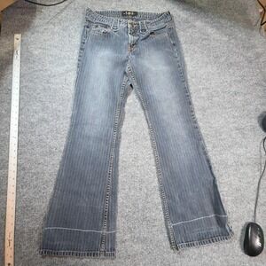L.e.i. Jeans Juniors 7 Blue Medium Wash Bootcut 28x30 Herringbone Denim Casual